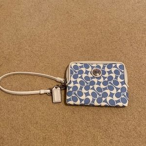 Coach Blue and White wristlet wallet